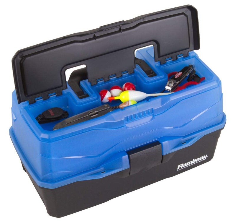 Flambeau Outdoors 6383FB 3-Tray Tackle Box - Classic Fishing Lure Storage Organizer, Large Portable Tackle Box, 32 Tray Compartments, Frost Blue/Black - Image 5